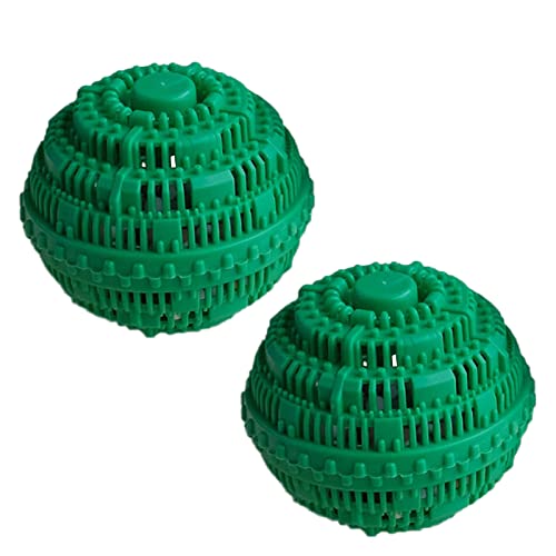 洗濯ボール ランドリーボール 乾燥機 ボール 洗濯マグちゃん 大型除菌 巻き取り防止 ウォッシュボール 安心 環境にやさしい 軽量 省スペース 旅行 便利グッズ マジックボール 持ち運び 衣類を傷つけない 洗濯用品 (グリーン(2個))