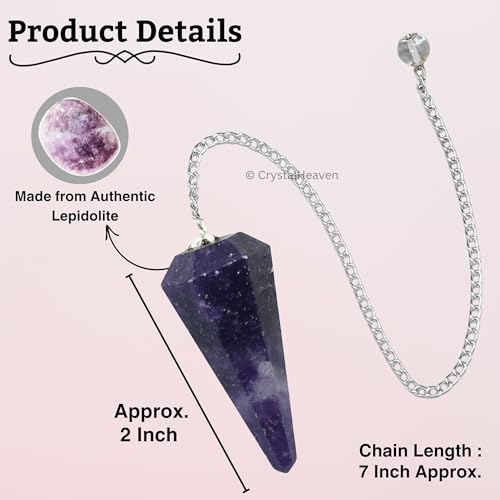 Image of Lepidolite Pendulum Dowsing Tool - Natural Crystal Pendulum for Spiritual Guidance - Premium Dowser Pendulum for Accurate Divination and Energy Healing - Perfect for Energy Healing and Chakra Balancing - Handcrafted with Precision and Elegance