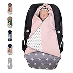 ULLENBOOM ® Einschlagdecke Babyschale, Ideal für Winter geeignet, Aus 100% OEKO-TEX Materialien, Rosa Grau (Made in EU) - Babydecke für Kindersitz oder Kinderwagen, kuschelige Decke für Babys