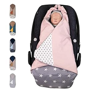 ULLENBOOM ® Einschlagdecke Babyschale, Ideal für Winter geeignet, Aus 100% OEKO-TEX Materialien, Rosa Grau (Made in EU) - Babydecke für Kindersitz oder Kinderwagen, kuschelige Decke für Babys