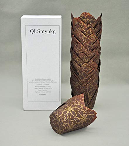 Qlsmypkg Muffin Greaseproof Paper Baking Cupcake Cups, 2"(Bottom Diameter) X 3-1/2"(Height) Fancy Floral Print Tulip Baking Cup Case Of 125 Pcs (125, Standard) #TOP5