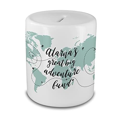 Personalised Adventure Fund Ceramic Money Box Cover