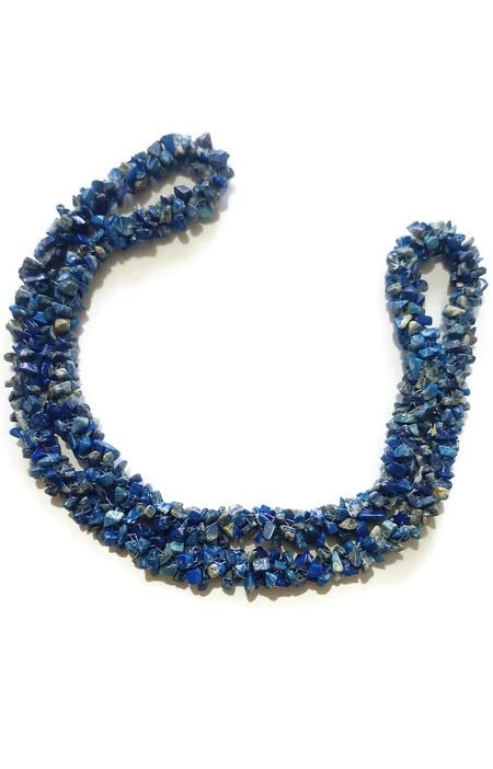 Collier lapis lazuli tressé main de 66 cm en gemme naturelle