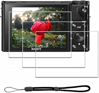 Screen Protector for Sony RX100 VII / RX100 VI / RX100 V / RX100 IV / RX100 III / RX100 II / RX100 & Hand Lanyard [3+1 Pack]  iDaPro Tempered Glass Easy Installation