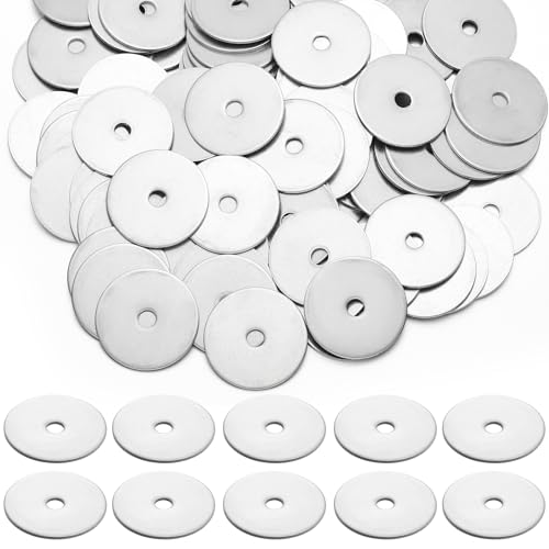 Hotop 100 Pieces Fender Washers 18-8 Stainless Steel, 1/4" X 1-1/2"