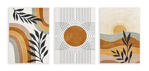 Affiches murales Boho Sun Desert pour décoration salon moderne et peinture toile abstraite