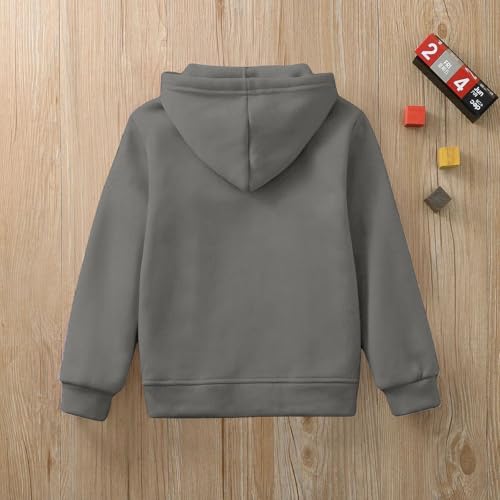 Boys' Long Sleeve Hooded Sweatshirt Fleece Pullover Casual Loose Solid Comfy Sweatshirts with Pocket for Girls Boys2