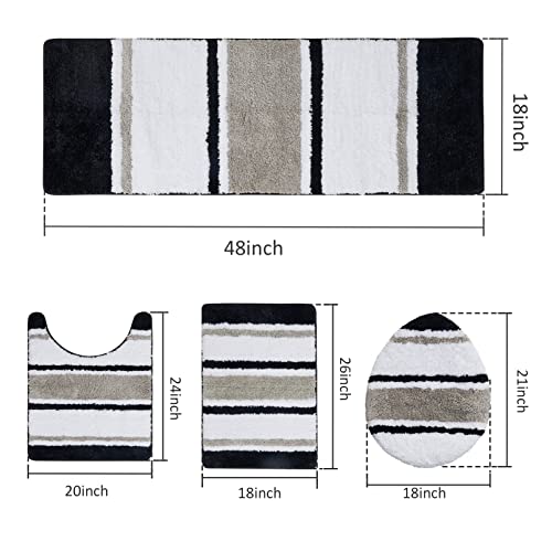 Home Queen Badezimmerteppich-Set, 4-teilig, rutschfeste Badematte mit rutschfester Gummi-Unterseite, saugfähig, zotteliger Plüsch-Teppichläufer für Badewanne, Badezimmerboden, maschinenwaschbar – Bild 4