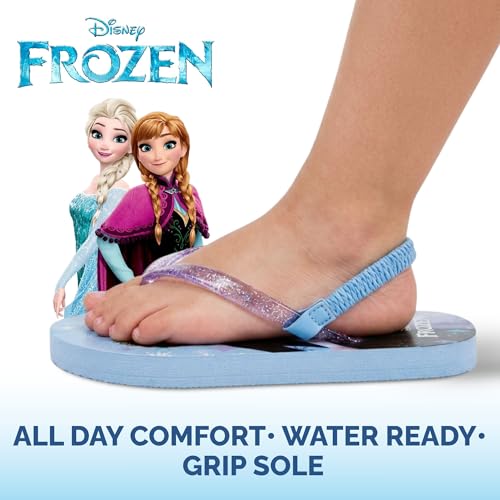 Image of Disney Girls Boys Character Flip Flops Sandals Kids Water Shoes - Minnie Mickey Moana Toy Story Frozen Cars Encanto Princess Thong Beach Slides Slip On Quick Dry (Toddler-Little Kid)