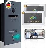 MATHFEL Videocitofono a 2 fili, casa indipendente Full HD, facile installazione bus a 2 fili, fotocamera a 170°, touchscreen da 2 x 7 pollici, Wi-Fi, incisione e controllo di accesso (incisione)