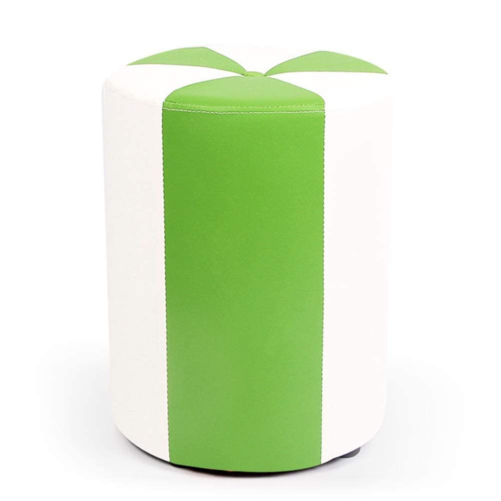 Petit tabouret en bois massif vert avec assise PU pour salon
