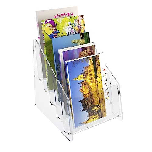 Espositore porta cartoline da banco in plexiglass trasparente