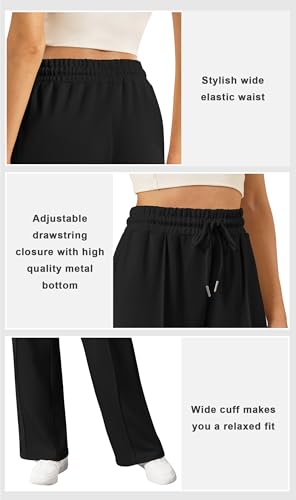Womens Wide Leg Sweatpants Baggy Loose Comfy Pants Casual Lounge Sweatpants with Drawstring4