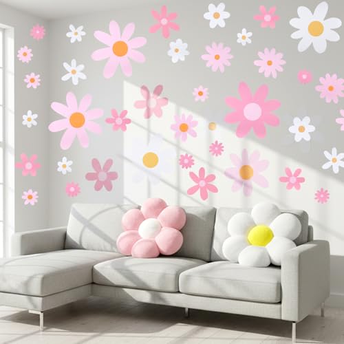 Chicmount Flower Pillow and Wall Sticker Set 17.7 Including Inch