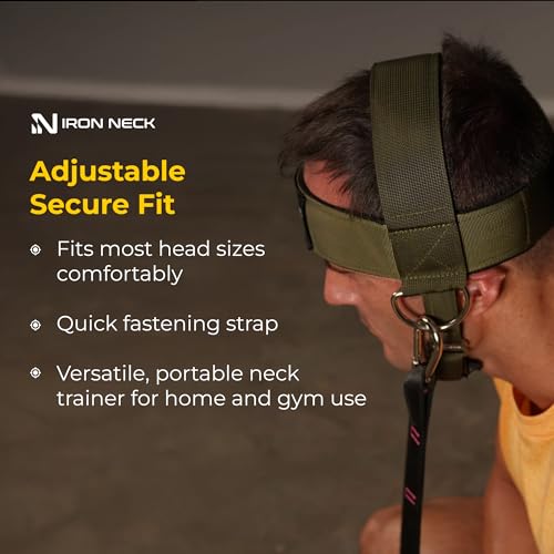 Image of Iron Neck Alpha Neck Trainer - Exercise & Workout Equipment | Versatile Neck Exerciser, Strengthener, Trainer with Adjustable Head and Chin Strap, Portable Head Harness for Weight Lifting