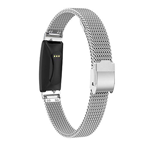 Fitturn Slim Band Compatible With Fitbit Inspire 2/ Inspire Hr/Inspire/Ace 2/Ace 3 Mesh Stainless Steel Adjustable Watchband Wristbands Bracelet Watch Band For Inspire 2 Girls Boy (Silver) #TOP1