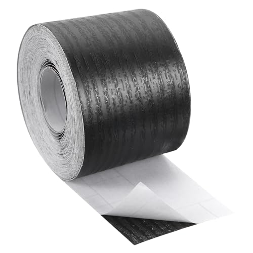 Image of uxcell 1 Roll Wood Grain Tape, 2.36 inch x 49 Ft Realistic Textured Repair Tape Self Adhesive Wood Textured Patch for Floor Wall Door Table Cabinets Desk Furniture Home Decor(Black)