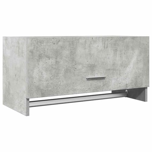 Teenpull Armario gris hormigón de madera 70 x 32,5 x 35 cm con barra para colgar y espacio de almacenamiento, ahorra espacio para dormitorio, habitación juvenil, vestidor, diseño moderno, versátil