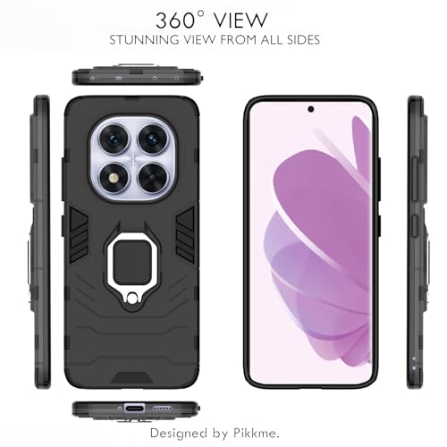 Image of Pikkme D5 Tough Armor Bumper Case | 360 Protection Case | Ring Holder Stand Back Cover for Redmi Note 14 Pro 5G (Black)