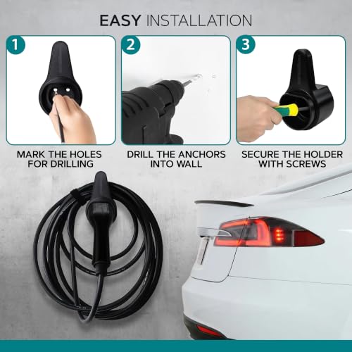 Image of VORSPRUNG Type 2 EV Charger Holder - Universal | Strong Organiser Cable Holder Type 2 Wall Bracket, EV Charging Cable Tie Organiser, Compatible - T2 - Industrial Strength ABS (UK)
