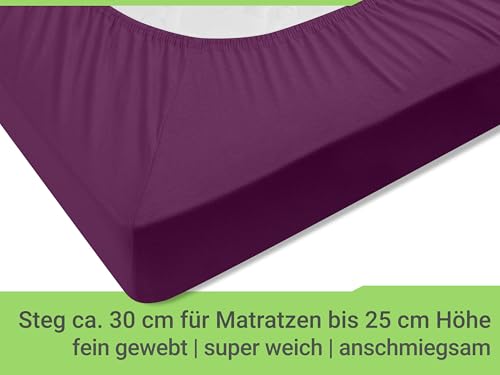 Emily´s Check Doppelpack Bettlaken Betttuch Spannbettlaken 1493.2123, 140 x 190-200 cm, Lila – Ansicht 5