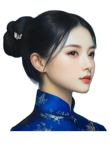Épingle à cheveux argent 925 fleur style chinois d'exception
