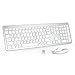 Price comparison product image Wireless Keyboard and Mouse for Mac - iClever GK08 Rechargeable Wireless Keyboard Ergonomic Full Size Design, 2.4G Stable Connection Slim White Keyboard and Mouse for Windows, Mac OS Computer (white)