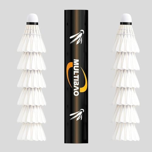 Multibao 12-Pack Professional Badminton Shuttlecocks Duck Feather With Great Durability Stability and Balance Suitable for Training Family Outdoor Sports (Model: TL666)