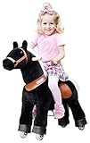 Miweba PonyCycle Black Beauty - 3 Jahre Garantie - Modell 2022 - U Serie - Schaukelpferd - Kuscheltier auf Rollen - Kinder - Pony - Tierlaute Pferd - Reiten - Plüschtier - MyPony - 3-5 Jahre (Small)