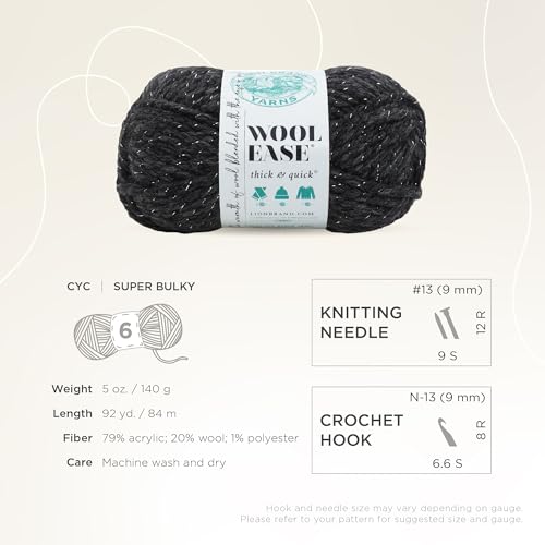 Image of Lion Brand Yarn Wool-Ease Thick & Quick Yarn, Soft and Bulky Yarn for Knitting, Crocheting, and Crafting, 1 Skein, Constellation | Super Bulky Wool Acrylic Blend Fiber for Soft Hats, Sweaters, Chunky Blankets, Yarn for Crochet, Knitting, Crafts, Weaving