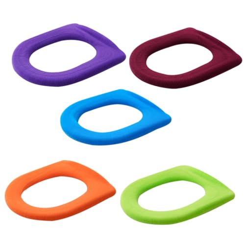 TOBBOMEY 5 pièces Set de Couvre-sièges de Toilette Colorés Doux et Protège-cuvette Wc pour Salle de Bain Confort et Chaleur Quotidien Couleur Aléatoire...