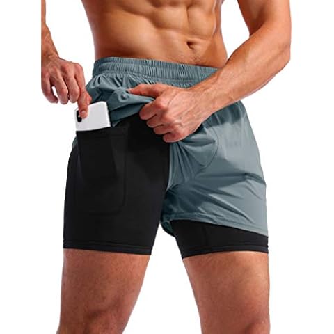 Pudolla Men's 2 in 1 Quick Dry Running Shorts Cover