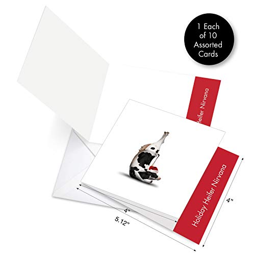 Image of Best Card Co 10 Christmas Blank Boxed Cards Cow MQ6545XSB-B1x10
