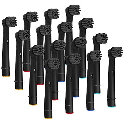 WuYan Bamboo Electric Charcoal Toothbrush Brush Heads for Oral B Power Toothbrush Replacement Heads, 16pcs Electric Toothbrush Heads Compatible for Braun Electric Toothbrush Heads, Black Family Pack Cover
