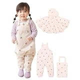 [ケラッタ] プレイウェア レインポンチョ カッパ 砂場着 赤ちゃん ベビー 80 90 女の子 男の子 防水 撥水 防汚 遊び着 レインコート オーバーオール (a. チェリー, M)