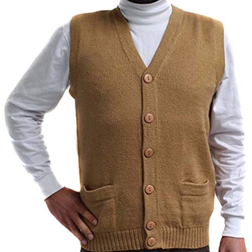 Vest Alpaca and Blend V Neck Buttons Jersey Made in Peru Buttons and Pockets Camel L