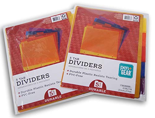 Binder 5-Tab Dividers with Customizable Tabs - 10 Count