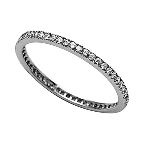 Zoe R Sterling Silver Micro Pave Hand Set Cubic Zirconia Stackable Eternity Band Size 8 Cover
