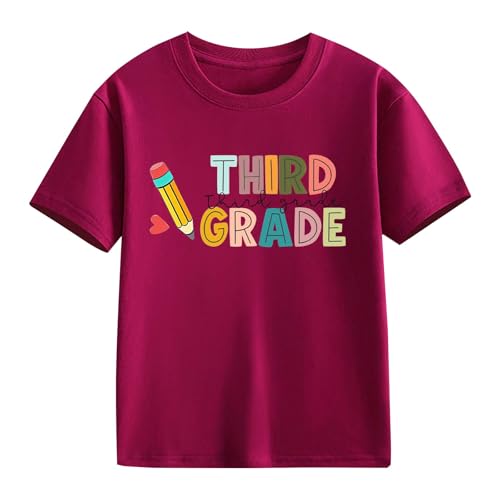 Third Grade Rainbow Letter Print Shirt Girls Boys Short Sleeve Back to School Tops First Day of School T-Shirt2