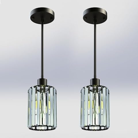 ZSMIHDOH Gold Pendant Lighting,2 Pack Modern Industrial Chandeliers, Mini Crystal Pendant Light, Adjustable Pendant Light Fixture for Kitchen Island Dinning Room Corridor Bedroom Cover