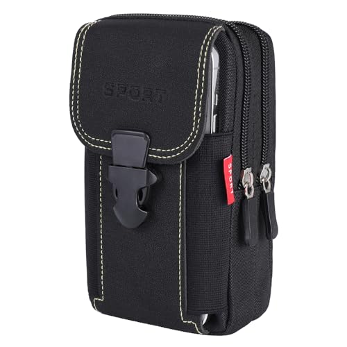 Hejo Sacoche Homme, Sacoche Ceinture, Sac de Taille Tactique en Nylon Noir, Sacoche pour Téléphone Portable, la Randonnée, Le Camping, Le Voyage, Le Cyclisme, la...