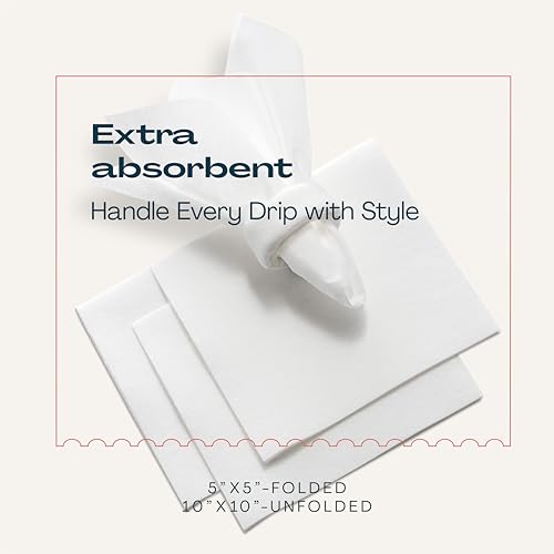 Lintext LT-BN-WHT/200 Linen-Feel Dessert And Beverage Napkins - Disposable Cloth-Like Cocktail Paper Napkins thumb #2