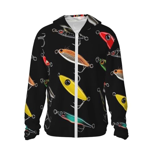 UPF 50+ Sun Protection Hoodie Long Sleeve Fishing Lure Sun Shirt Rash Guard Fishing Shirts for Men