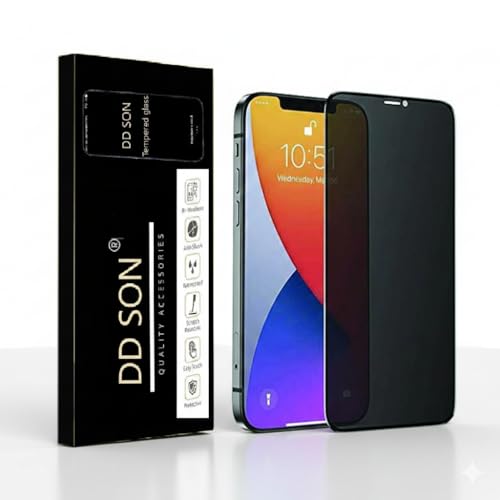 Image of DD SON Military Grade 360 Degree Privacy Tempered Glass for iPhone 12 /12 Pro | Anti-Spy Screen Protector with Accessories Kit, Shatterproof & Scratch Resistant Screen Guard