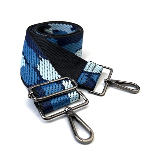 Image of Purse Strap Replacement for Crossbody Bags & Handbags | Premium Webbing with Gunmetal Black Hardware Clip-On Installation Adjustable Length Comfortable Wide Guitar Style Strap
