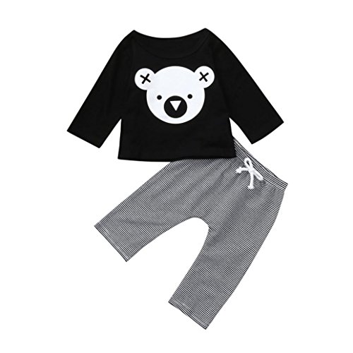 Ropa de Bebe De 0 a 24 Meses Niño Invierno Recien Nacida Patrón de Koala Camiseta de Manga Larga + Pantalones a Rayas Conjuntos de Dos Piezas Cover