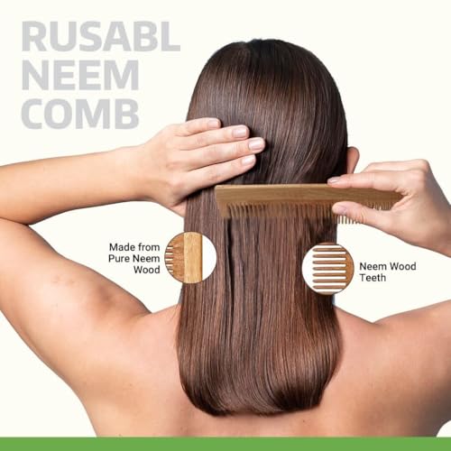 Image of Pure Nature Neem Wood Hair Combs, Wide Tooth Detangling Set, 4 Pieces, Natural Hair Care
