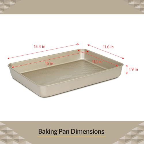 Glad Baking Pan Nonstick - Oblong Metal Dish for Cake and Lasagna - Heavy Duty Carbon Steel Bakeware, Medium - image 2