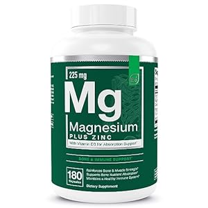 Essential Elements Magnesium & Zinc with Vitamin D3 for Sleep Immune & Bone Support – Magnesium Glycinate, Malate, Citrate 200mg – Triple Magnesium Supplement for Women and Men – 3 Month Supply
