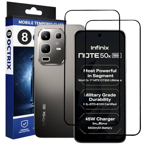 Image of Military-Grade Tempered Glass Screen Protector Compatible for Infinix Note 50X 5G+ with Edge to Edge Coverage - Case Friendly, Anti-Scratch & Bubble-Free Installation Kit (Pack Of 2)